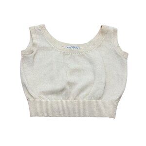 Women’s Vintage St. John Knit Tank Top Cream Cotton USA 1990s